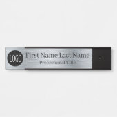 Uw bedrijf Logo Kantoor Deur Sign Faux Silver Deurbordje (Voorkant)