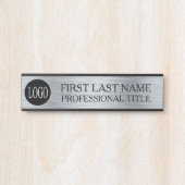 Uw bedrijf Logo Kantoor Deur Sign Faux Silver Deurbordje (Voorkant)