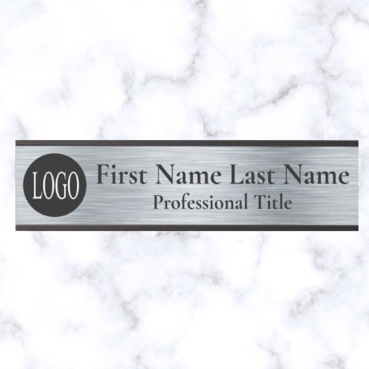 Uw bedrijf Logo Kantoor Deur Sign Faux Silver Deurbordje
