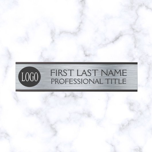 Uw bedrijf Logo Kantoor Deur Sign Faux Silver Deurbordje