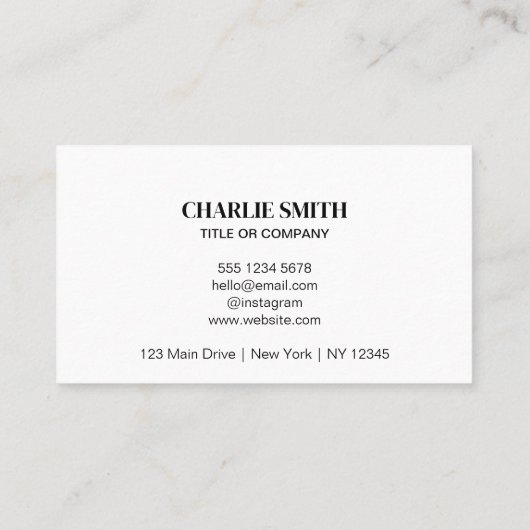 Uw bedrijf Logo Minimal Modern Zwart-wit Visitekaartje (Achterkant)