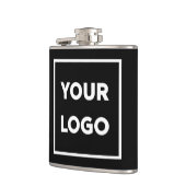 Uw Bedrijf Logo op Zwart Promotioneel Heupfles (Links)