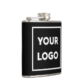 Uw Bedrijf Logo op Zwart Promotioneel Heupfles (Rechts)