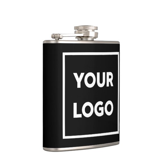 Uw Bedrijf Logo op Zwart Promotioneel Heupfles (Rechts)