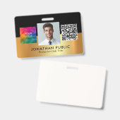 Uw bedrijf Logo QR Code Medewerker Foto Badge (Front & Back)