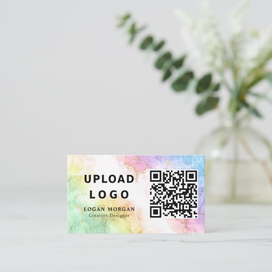 Uw Bedrijf Logo & QR Code Opal Stone Company Visitekaartje (Staand voorkant)