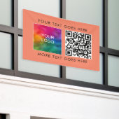 Uw Bedrijf Logo QR Code Sjabloon Zalmkleur Spandoek (Buitenkant Gebouw)