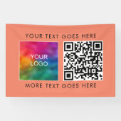 Uw Bedrijf Logo QR Code Sjabloon Zalmkleur Spandoek (Horizontaal)