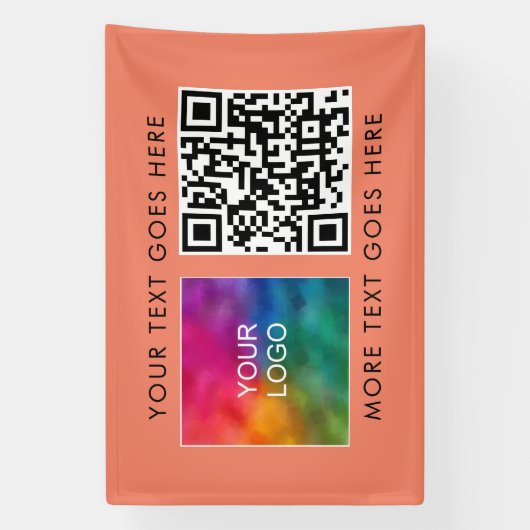 Uw Bedrijf Logo QR Code Sjabloon Zalmkleur Spandoek (Verticaal)