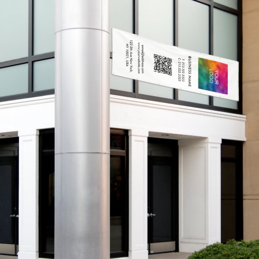 Uw Bedrijf Logo QR Code Verticaal Openlucht Groot Spandoek (Buitenkant Gebouw)