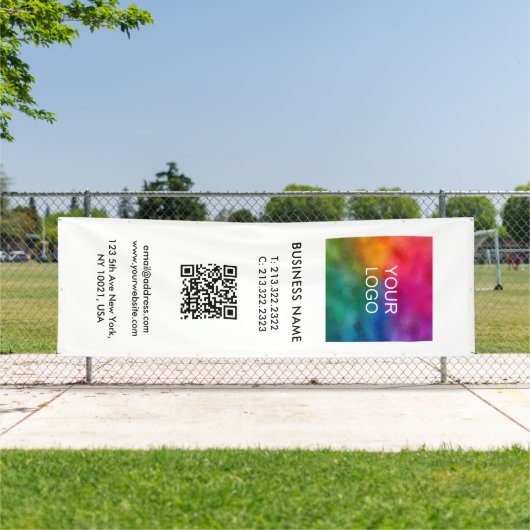 Uw Bedrijf Logo QR Code Verticaal Openlucht Groot Spandoek (Insitu)
