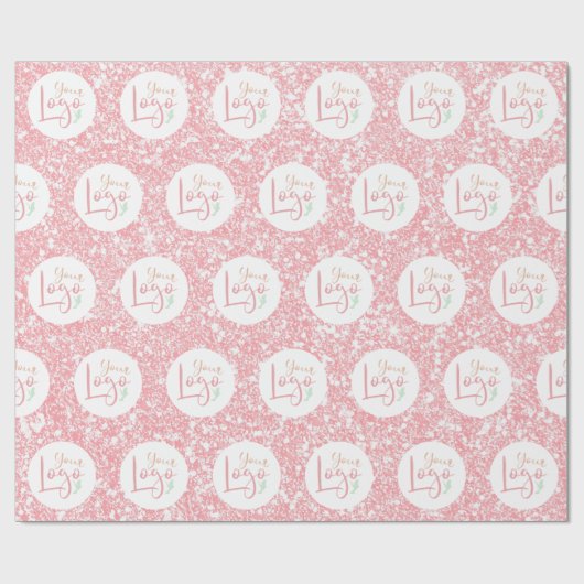 Uw bedrijf Logo roze Glitter Promo Cadeaupapier (Vlak)