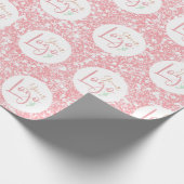 Uw bedrijf Logo roze Glitter Promo Cadeaupapier (Hoek)