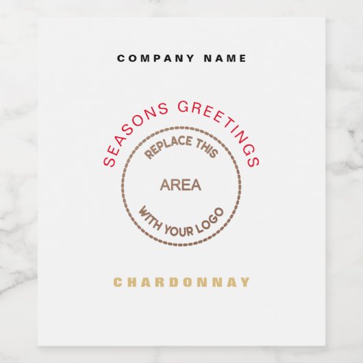 Uw bedrijf Logo Seasons Greetings name White Wijn Etiket (Enkel label)