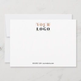 Uw bedrijf Logo Simple White Landscape Note Card Notitiekaartje