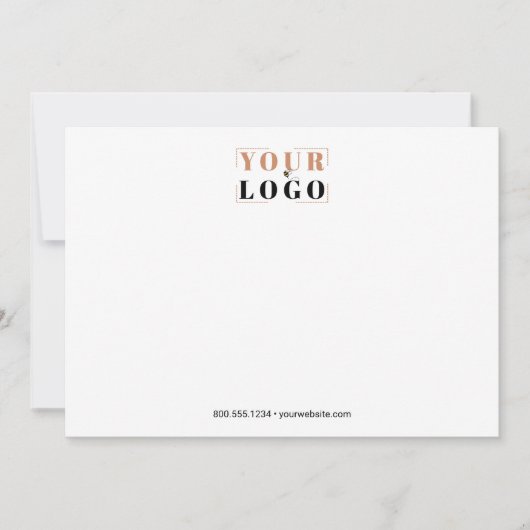Uw bedrijf Logo Simple White Landscape Note Card Notitiekaartje (Voorkant)