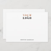 Uw bedrijf Logo Simple White Landscape Note Card Notitiekaartje (Voorkant / Achterkant)
