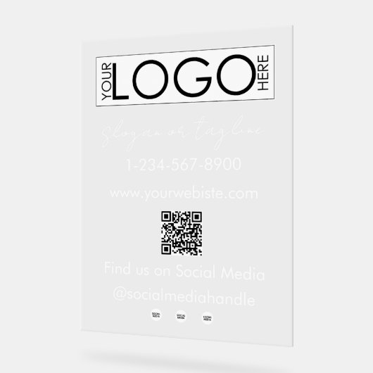 Uw bedrijf Logo Storefront QR Code Social Media Acryl Bord (Hoek)