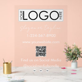 Uw bedrijf Logo Storefront QR Code Social Media Acryl Bord