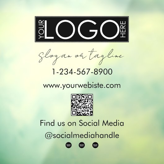 Uw bedrijf Logo Storefront QR Code Social Media Raamsticker (Vel 3)