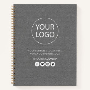 Uw bedrijf Logo & Tekst Bedrijf Merk Leather Notitieboek