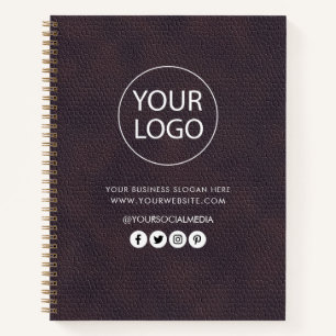 Uw bedrijf Logo & Tekst Bedrijf Merk Leather Notitieboek
