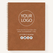 Uw bedrijf Logo & Tekst Bedrijf Merk Leather Notitieboek (Voorkant)