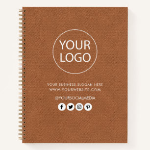 Uw bedrijf Logo & Tekst Bedrijf Merk Leather Notitieboek