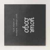 Uw bedrijf Logo & tekst | Stijlvol donkergrijs Legpuzzel (Horizontaal)