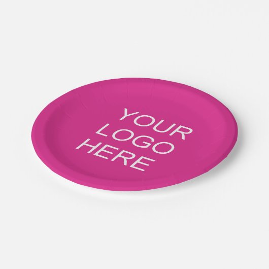 Uw Bedrijf Logo Tekst Wow Roze Partij Papieren Bordje (Gekanteld)