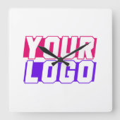 Uw bedrijf Logo Vierkante Klok (Voorkant)