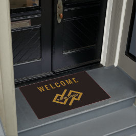 Uw bedrijf Logo Welcome Mat Black Gold