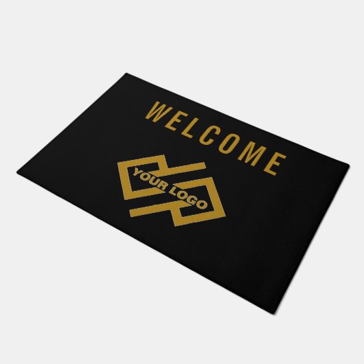 Uw bedrijf Logo Welcome Mat Black Gold (Schuin)
