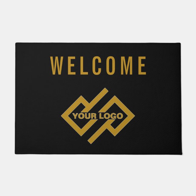 Uw bedrijf Logo Welcome Mat Black Gold (Voorkant)