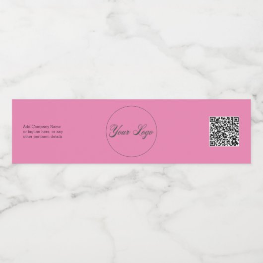 Uw bedrijf QR-code roze Waterfles Etiket (Enkel label)