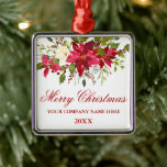 Uw bedrijf Waterverf Red Poinsettia Floral Metalen Ornament<br><div class="desc">Uw bedrijf Waterverf Red Poinsettia Floral - Aangepast Ornament</div>