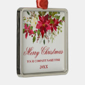 Uw bedrijf Waterverf Red Poinsettia Floral Metalen Ornament (Rechts)