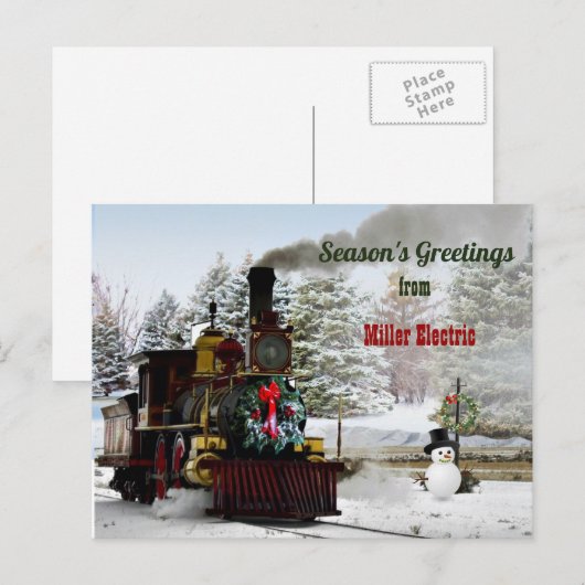 Uw Bedrijfs Kerstmis met Oude Trein Feestdagenkaart (Voorkant / Achterkant)