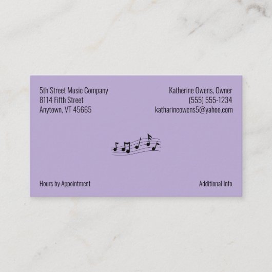 Uw Bedrijfs Logo en Paars van de Informatie van he Visitekaartje (Voorkant)