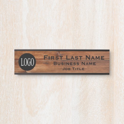 Uw bedrijfs Logo Kantoor Onderteken Robuust hout Deurbordje (Voorkant)