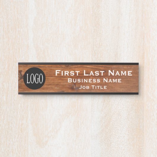 Uw bedrijfs Logo Kantoor Onderteken Robuust hout Deurbordje (Voorkant)
