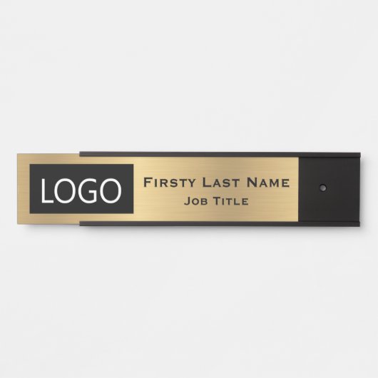 Uw bedrijfsdeur voor Logo Kantoor Faux Gold Deurbordje (Voorkant)