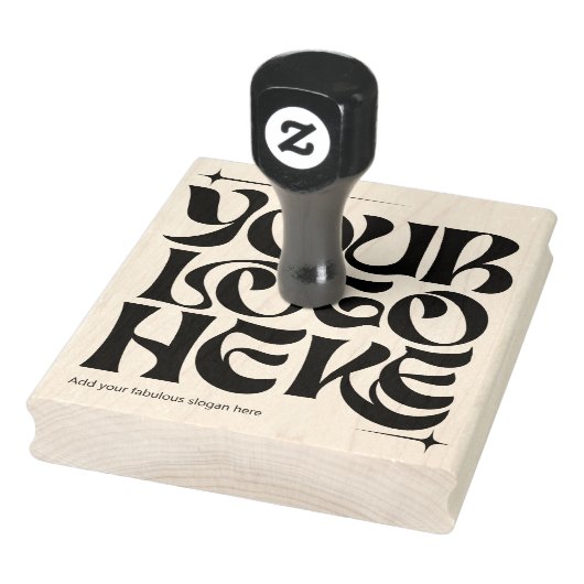 Uw bedrijfslogo Aangepaste Groovy Retro donkere kl Rubberstempel (Stempel)