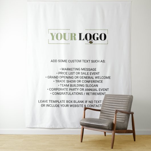 Uw bedrijfslogo Aangepaste merk witte achtergrond Wandkleed (In situ)