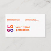 Uw bedrijfslogo aangepaste QrCode oranje Visitekaartje (Voorkant)