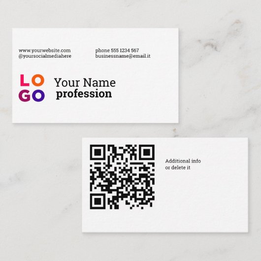 Uw bedrijfslogo aangepaste QrCode Visitekaartje (Voorkant / Achterkant)