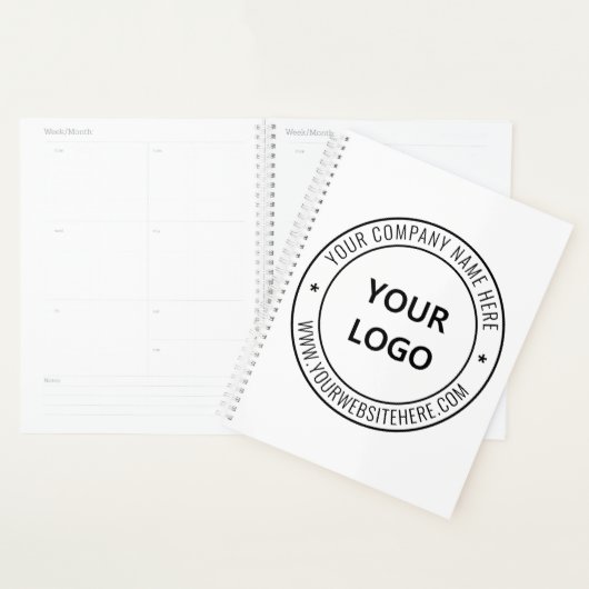Uw bedrijfslogo aangepaste tekst planner voorbeeld (Display)