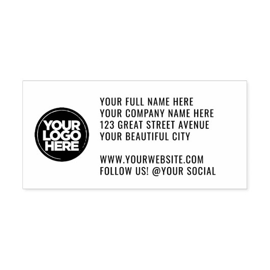 Uw bedrijfslogo Adres Website Social Large Zelfinktende Stempel (Design)