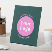 Uw bedrijfslogo & bewerkbare tekst | Roze & Groen