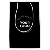 Uw bedrijfslogo & bewerkbare tekst | Zwart & Wit Medium Cadeauzakje (Voorkant)